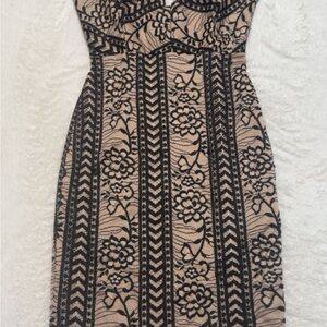 Lovely Day Black and Tan Sheath Midi Dress